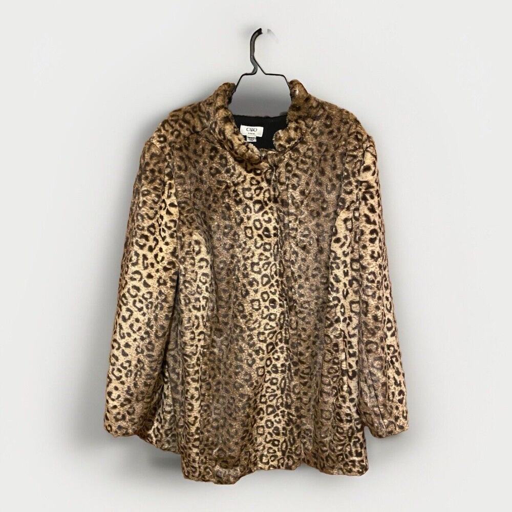 Cato Faux Fur Animal Print Plus Sz Coat Lined W/ Snap Closure And Pockets 22/24